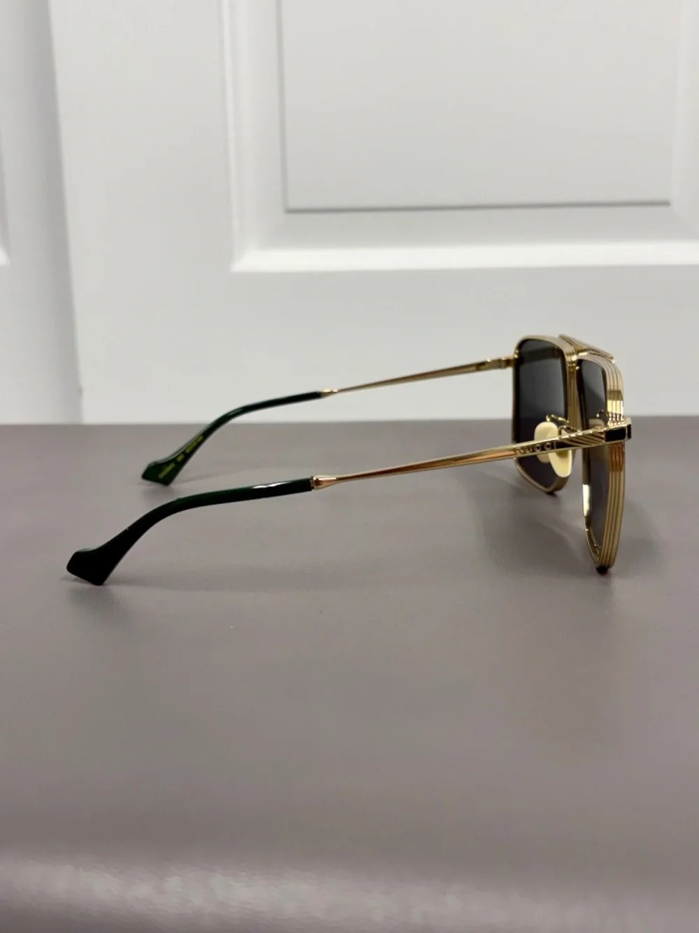 Gucci Square Aviator Sunglasses for Men Gold/Green